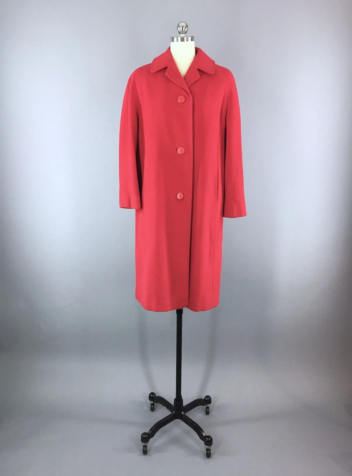 Vintage Cashmere Coat / Rose Red