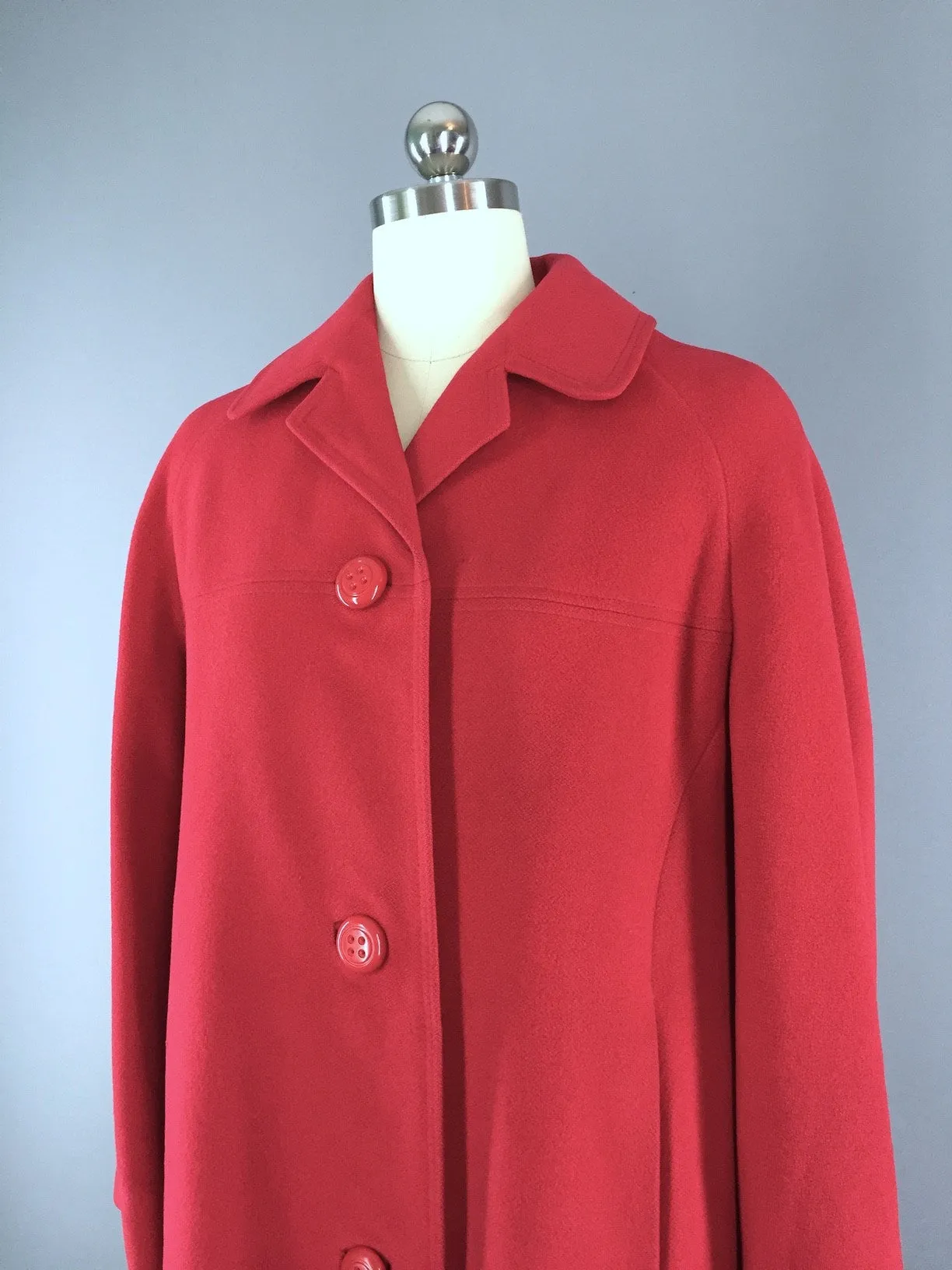 Vintage Cashmere Coat / Rose Red