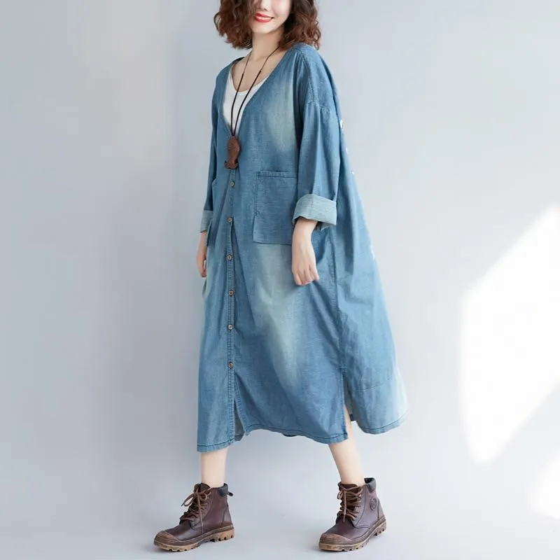 Vintage Denim Trench Coat