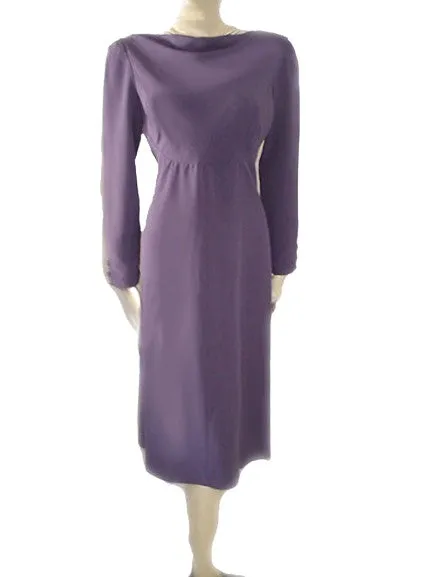 VINTAGE JERRY SILVERMAN BY SAULINO DRAPED DRESS IN SWISS VIOLET