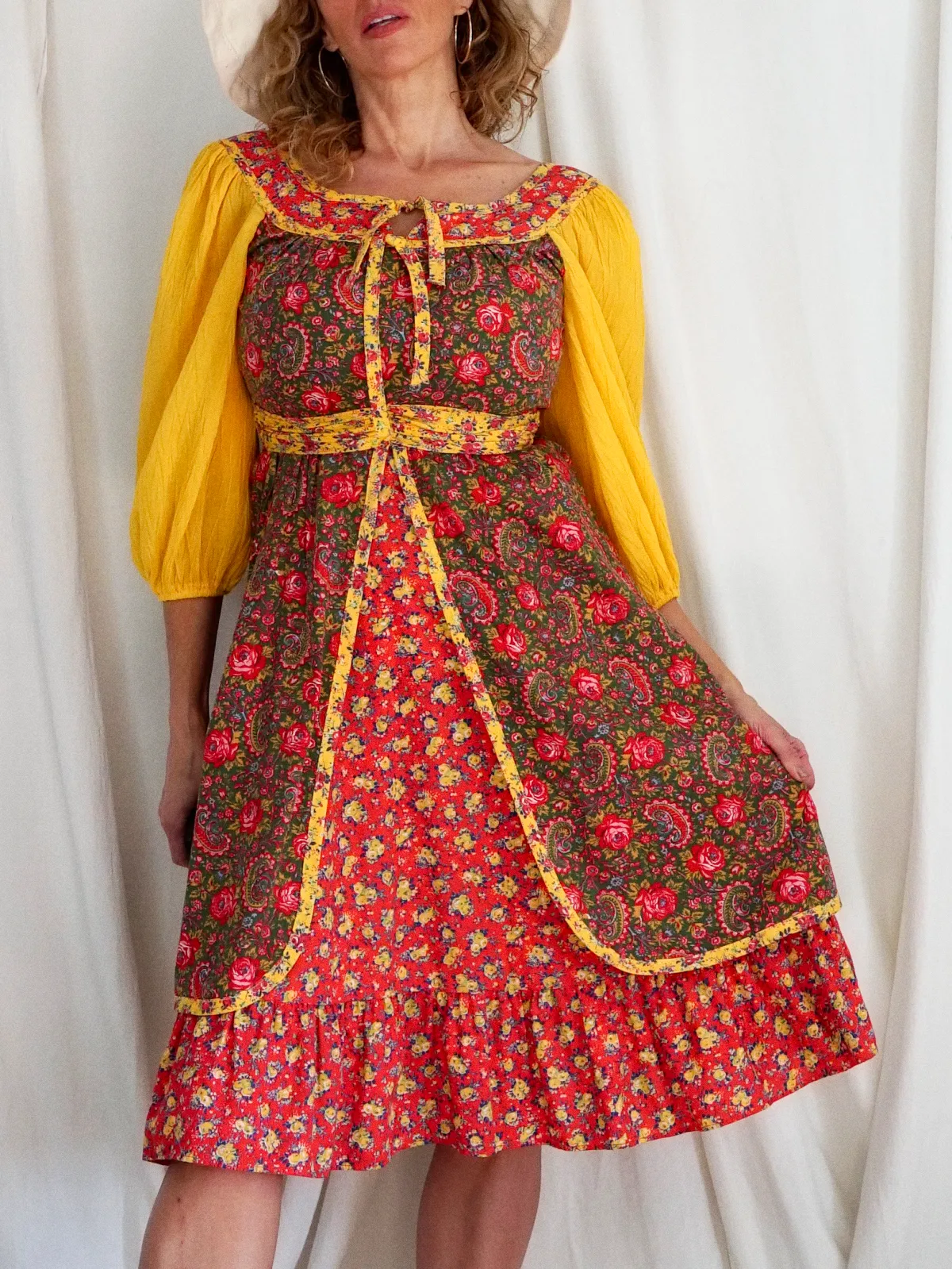 Vintage Prairie Rose Peasant Dress