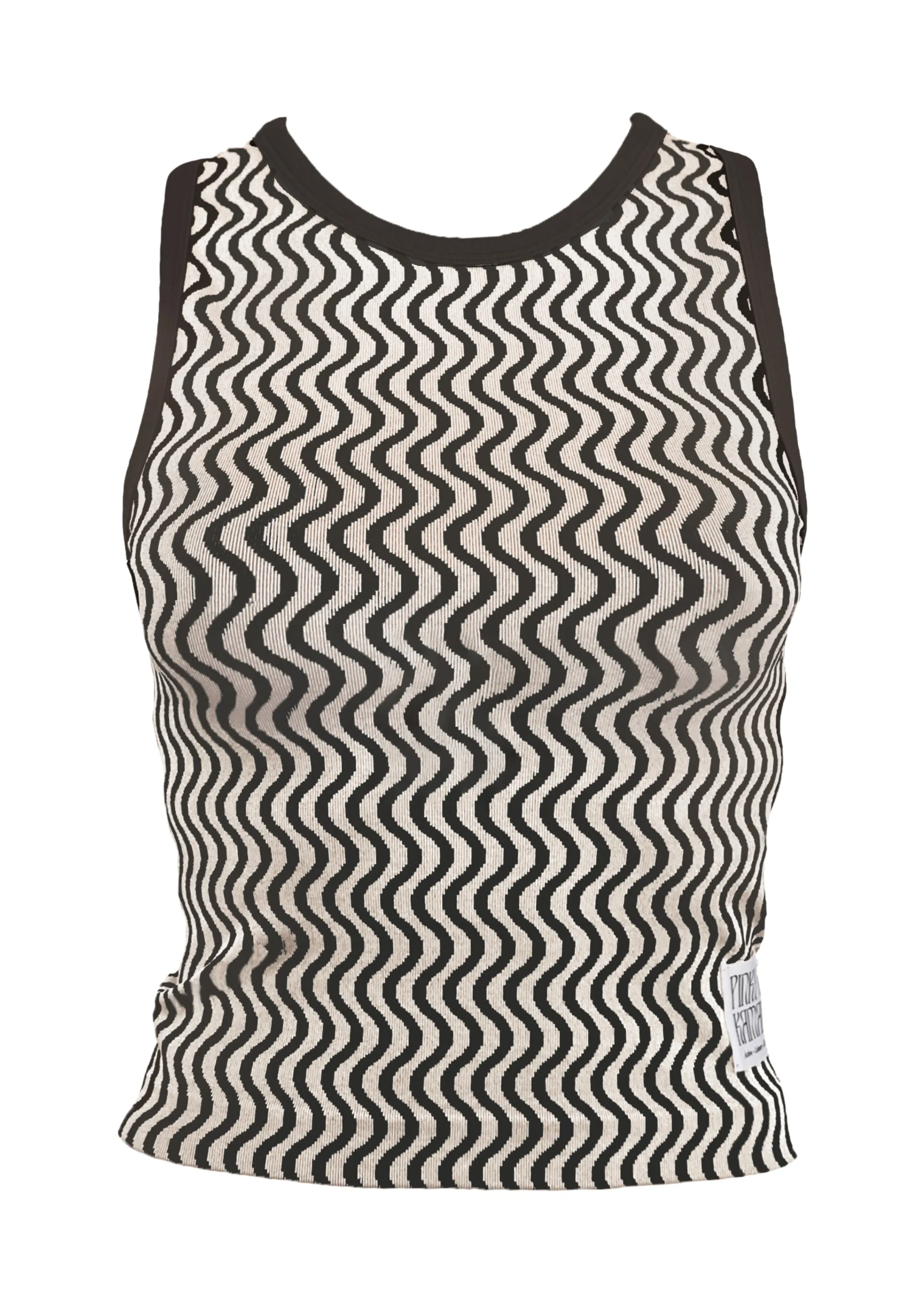 Wavy Lines Tank - Black/Beige