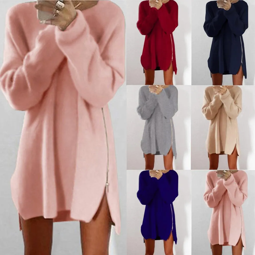 Women's sweater dress with zipper soose sweater dress for fall/winter