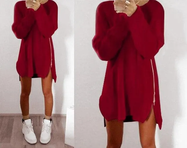 Women's sweater dress with zipper soose sweater dress for fall/winter