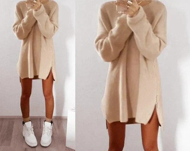 Women's sweater dress with zipper soose sweater dress for fall/winter