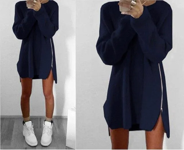 Women's sweater dress with zipper soose sweater dress for fall/winter